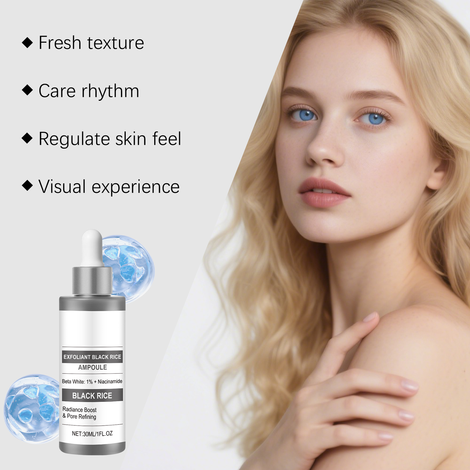 Black Rice Essence Liquid Mild Moisturizing Cleansing Exfoliating Nourishing Softening Refining Pores Facial Care