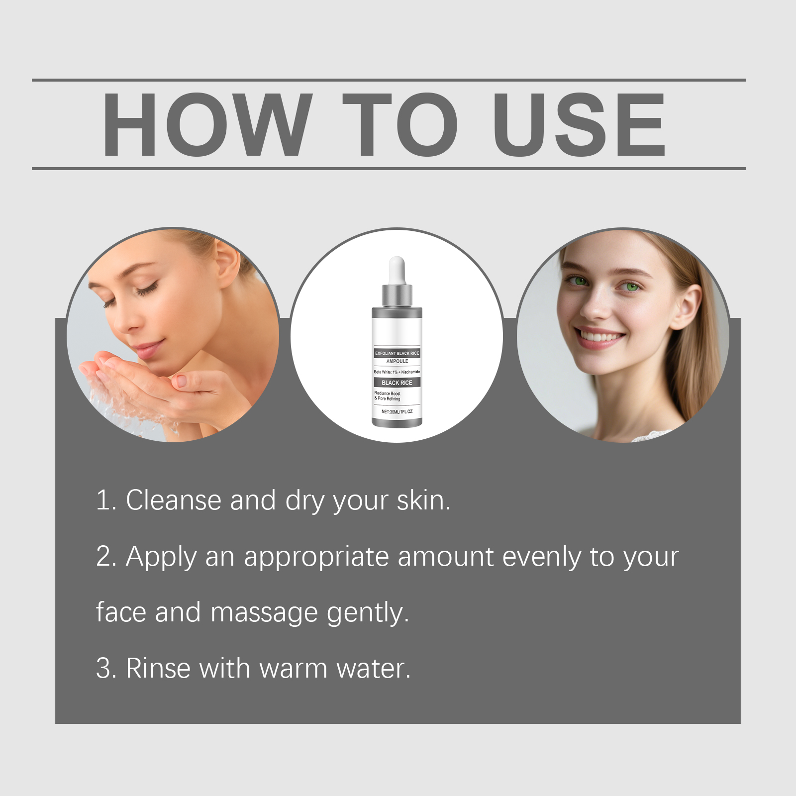 Black Rice Essence Liquid Mild Moisturizing Cleansing Exfoliating Nourishing Softening Refining Pores Facial Care