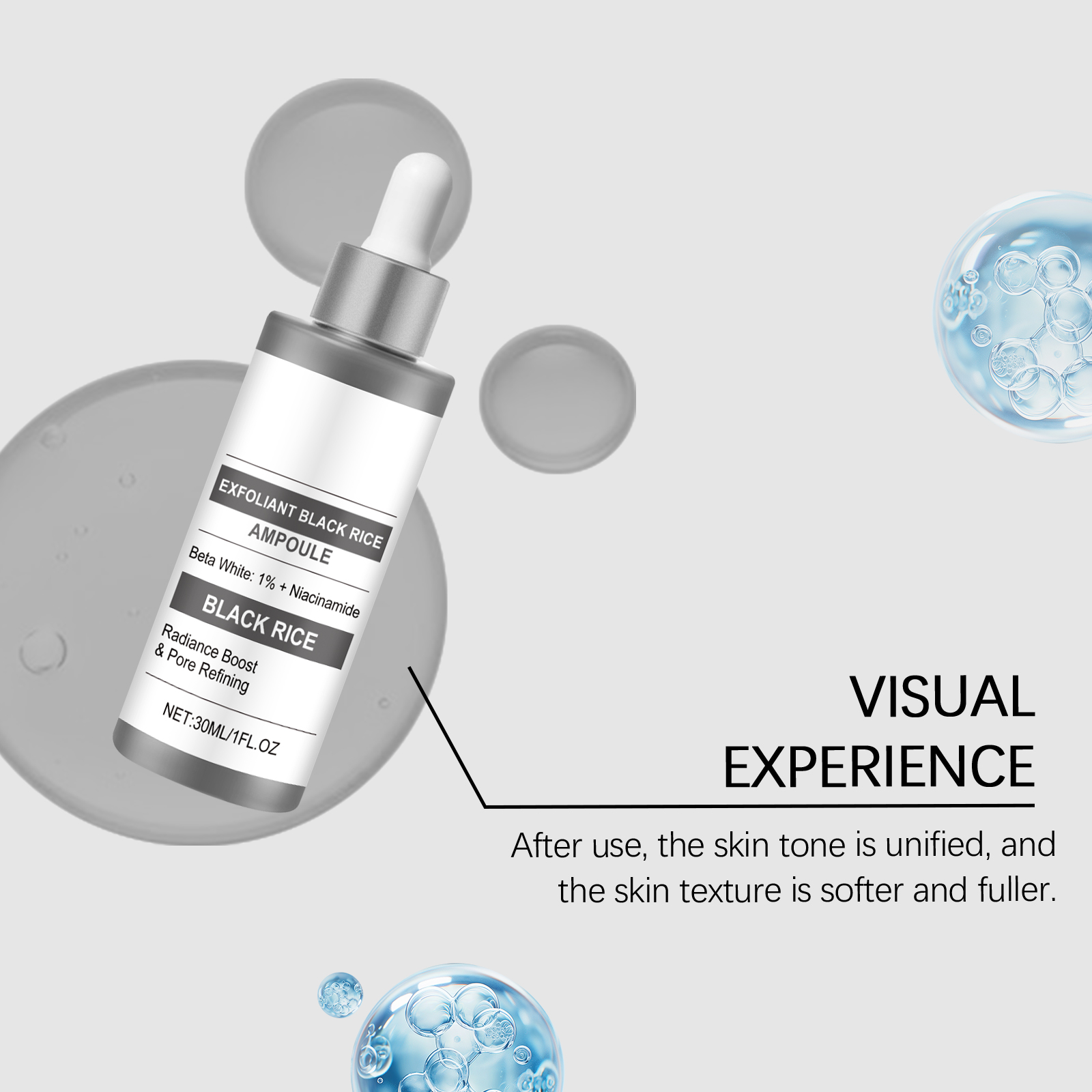 Black Rice Essence Liquid Mild Moisturizing Cleansing Exfoliating Nourishing Softening Refining Pores Facial Care
