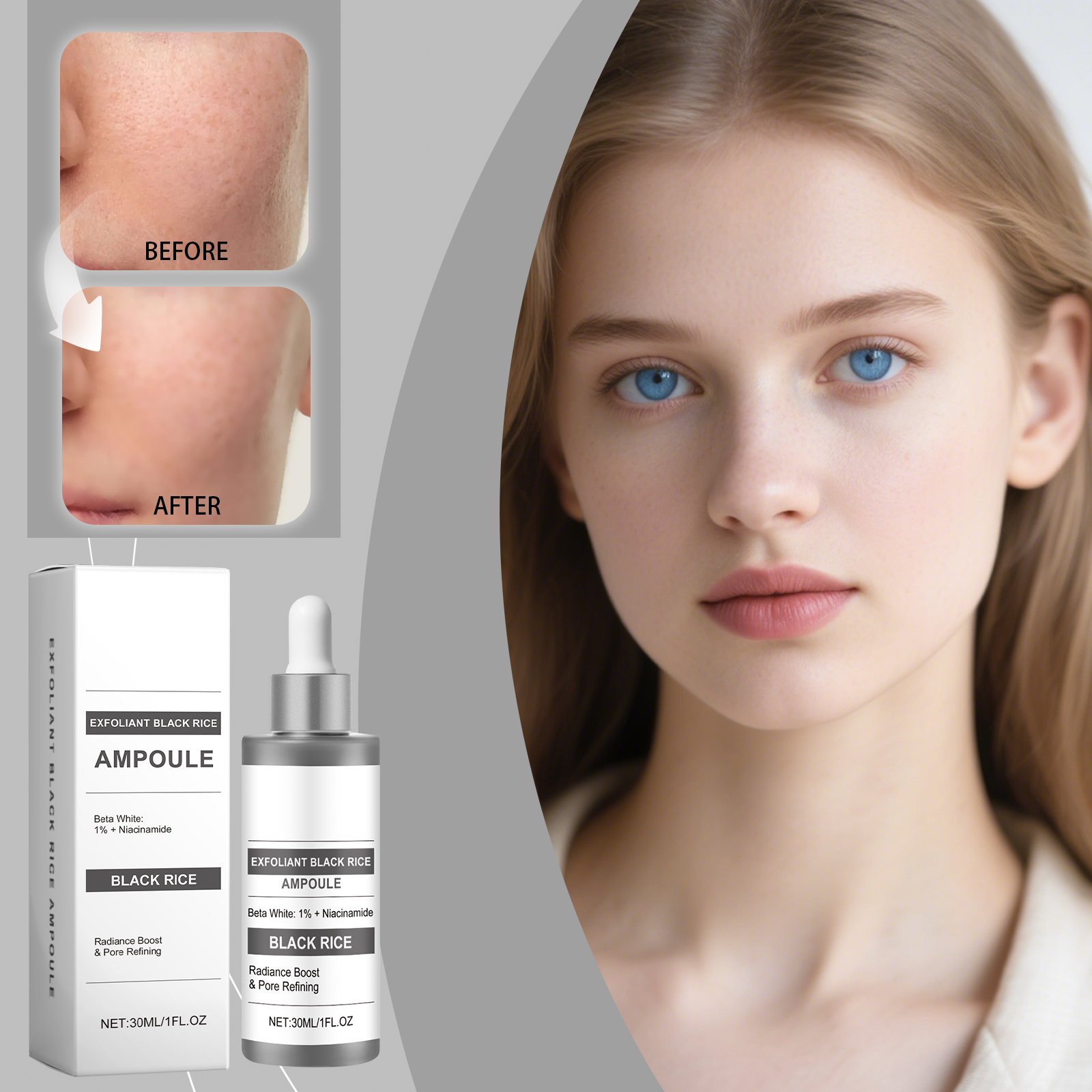 Black Rice Essence Liquid Mild Moisturizing Cleansing Exfoliating Nourishing Softening Refining Pores Facial Care