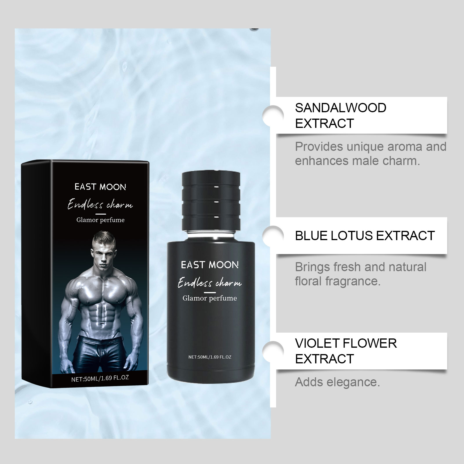 Charming Men Light Fragrance Radiate Charm Dating Scent Long Lasting Portable Sandalwood Perfume