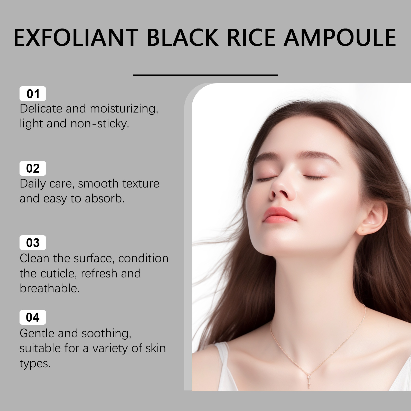 Exfoliating Black Rice Essence Moisturizes Hydrates Facial Skin Moist Bright Smooth Delicate