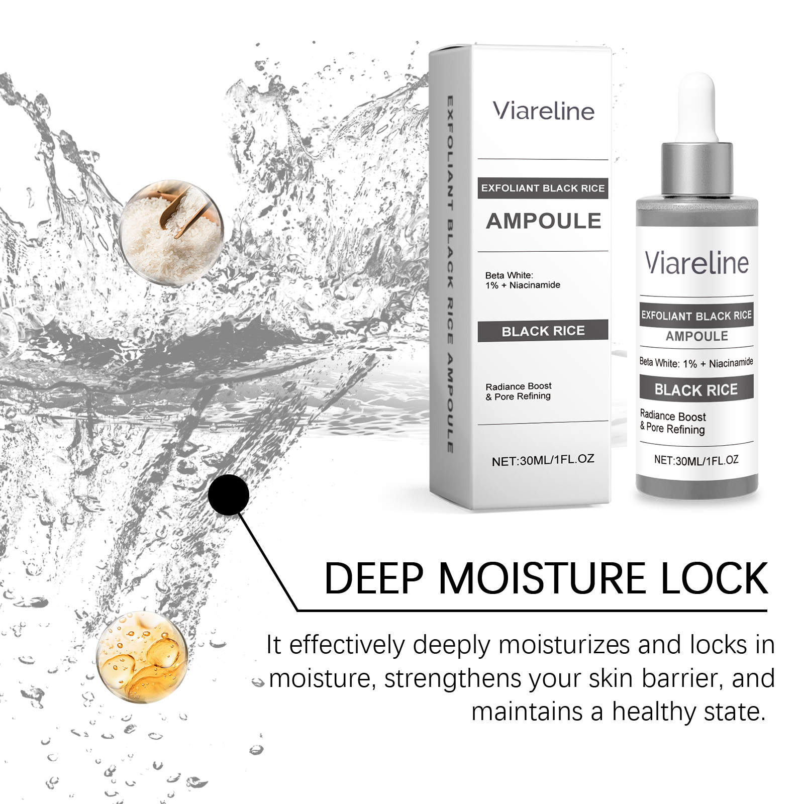 Exfoliating Black Rice Essence Moisturizes Hydrates Facial Skin Moist Bright Smooth Delicate