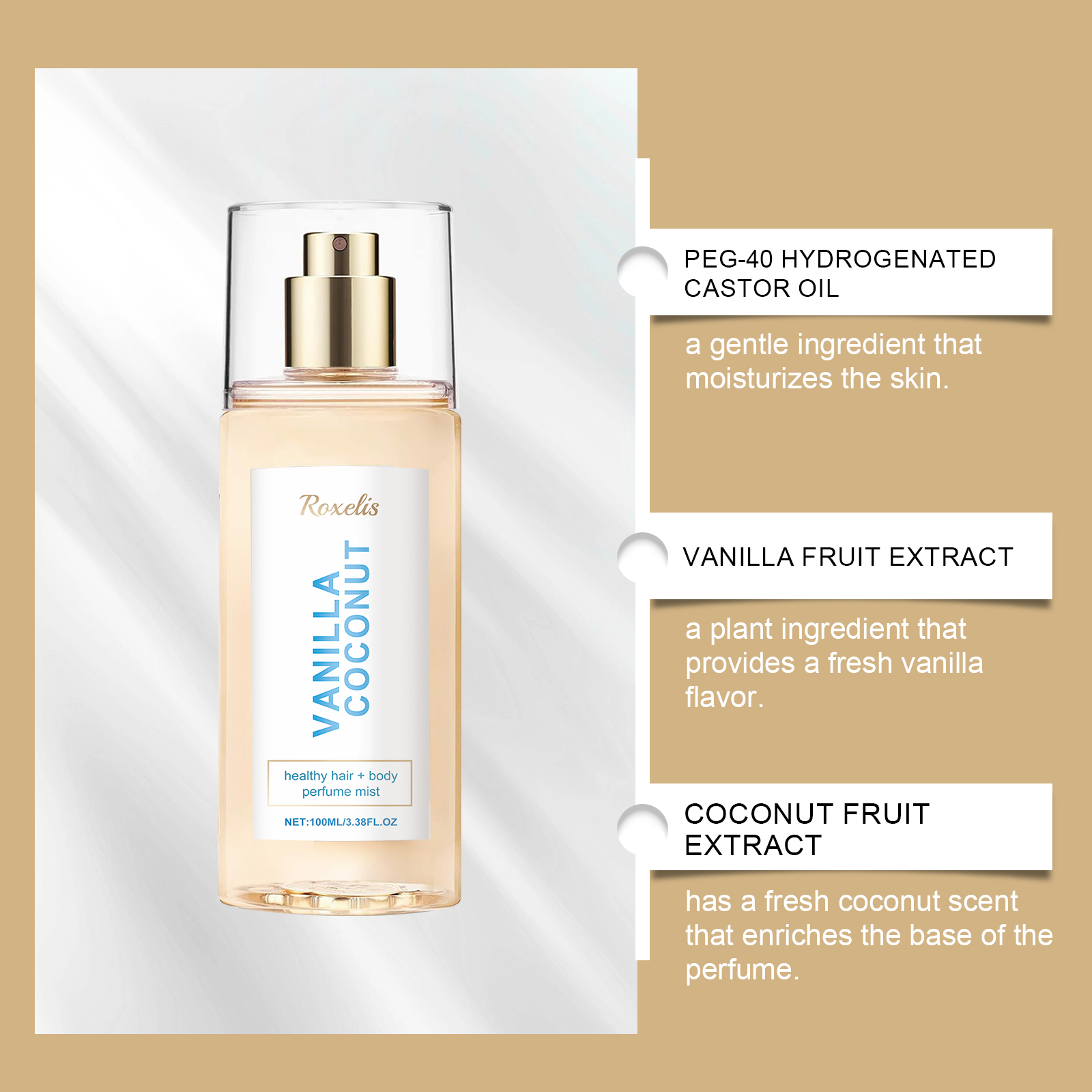 Vanilla Coconut Body Perfume Spray Long Lasting Fragrance Unique Charm Fresh Romantic Portable Perfume