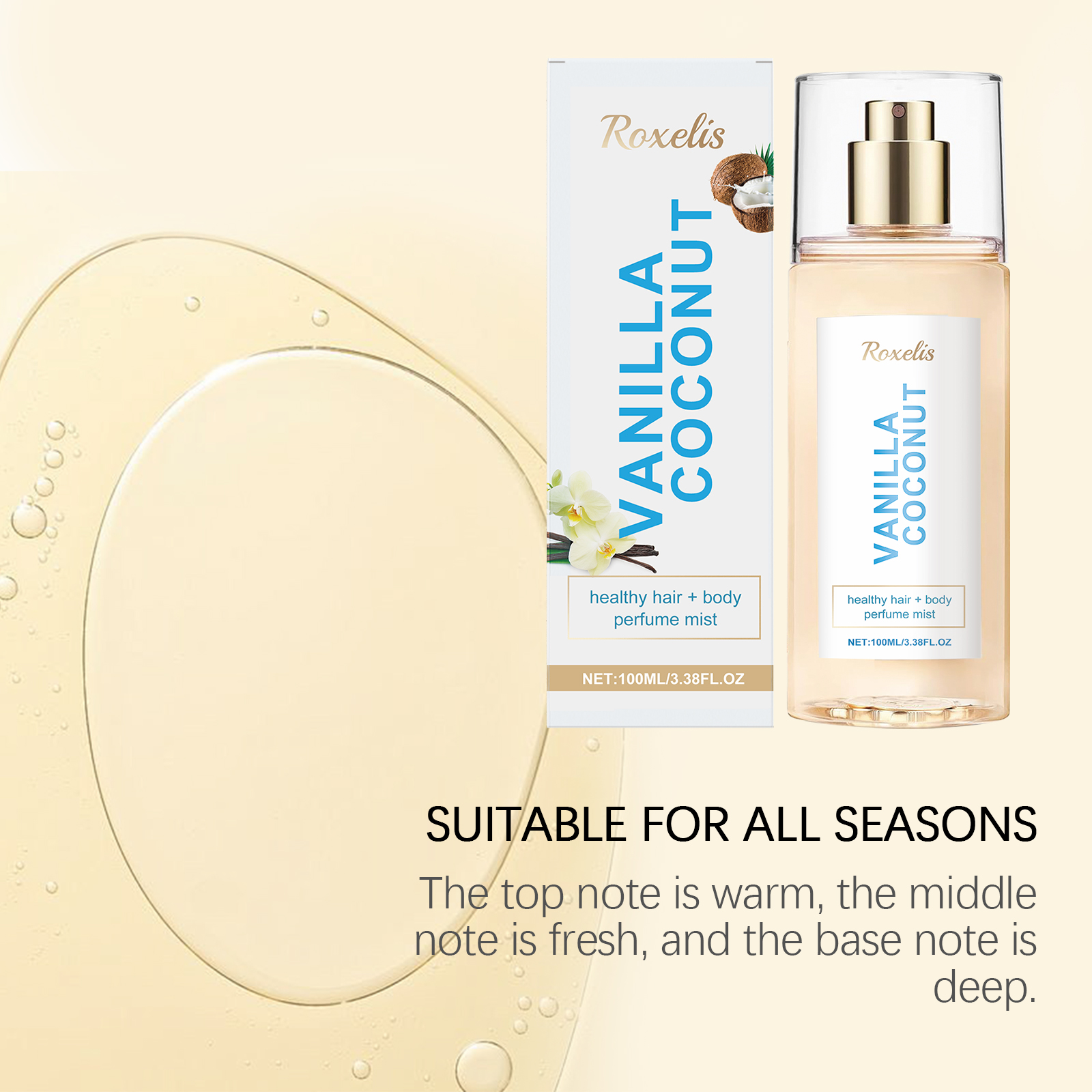 Vanilla Coconut Body Perfume Spray Long Lasting Fragrance Unique Charm Fresh Romantic Portable Perfume