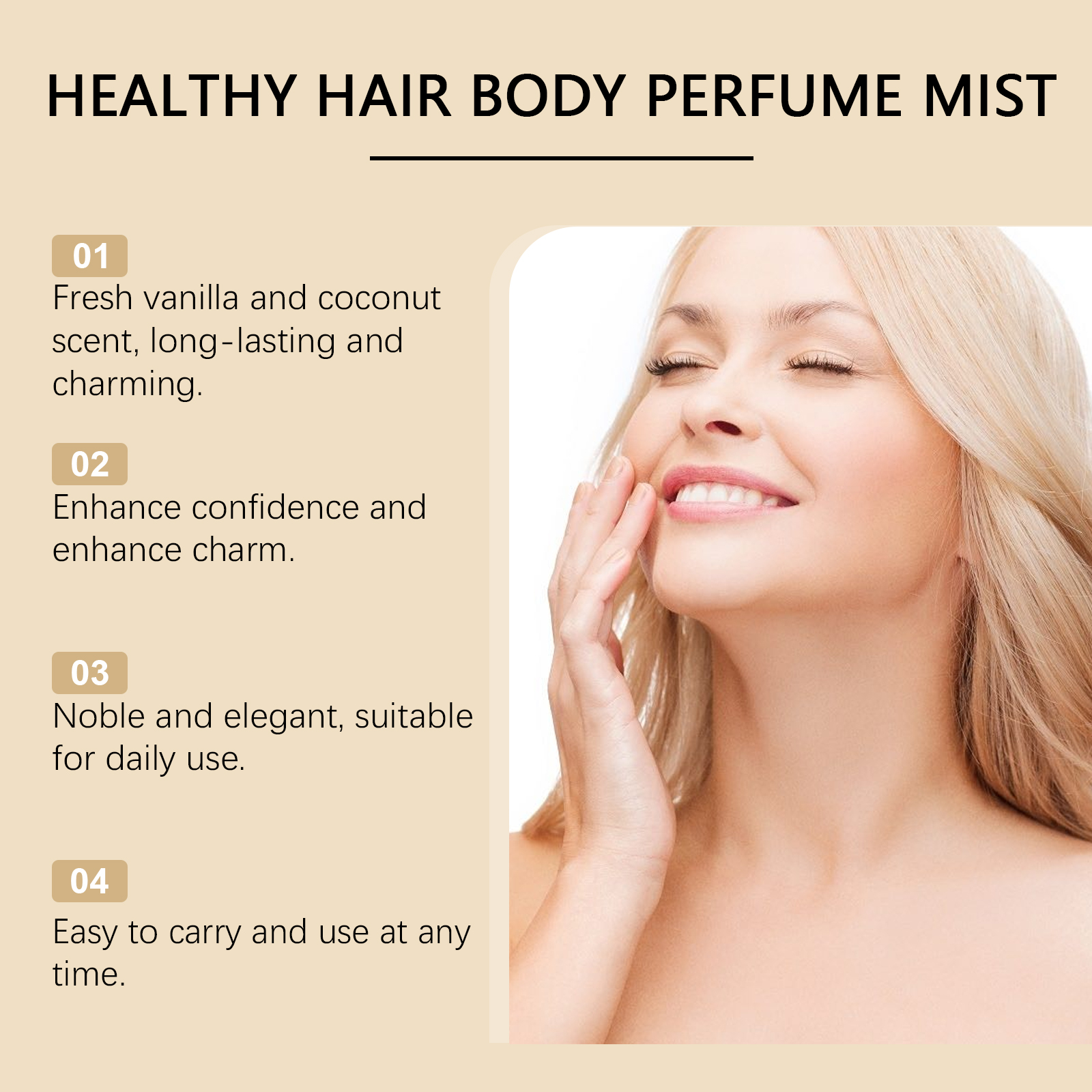 Vanilla Coconut Body Perfume Spray Long Lasting Fragrance Unique Charm Fresh Romantic Portable Perfume