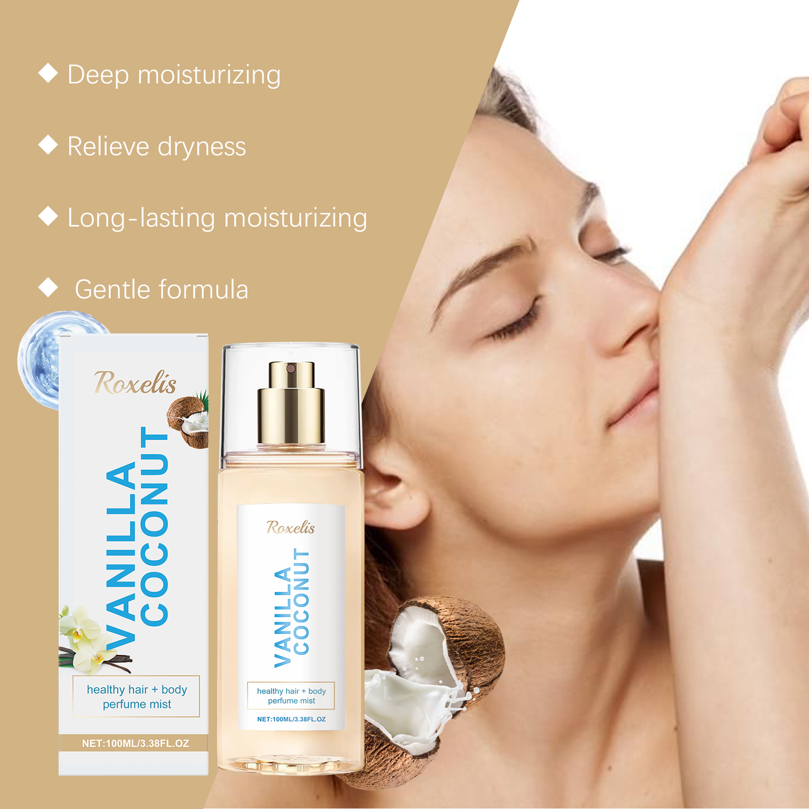 Vanilla Coconut Body Perfume Spray Long Lasting Fragrance Unique Charm Fresh Romantic Portable Perfume