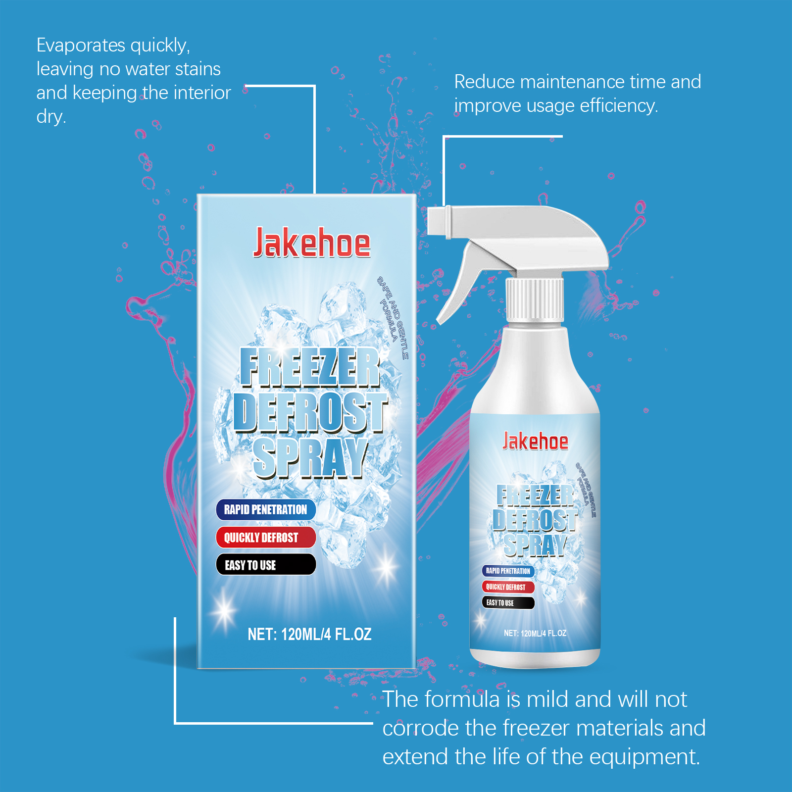 Freezer Defrost Spray Household Multi Purpose Cleaning For Refrigerator Freezer Ice Maker