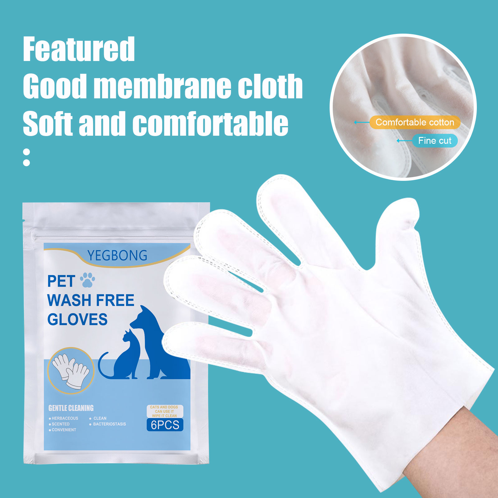Pet Grooming Wipes Gloves Non Woven Hands Free Cleaning Mitts For Cats Dogs Fur And Skin Hygiene Daily Care