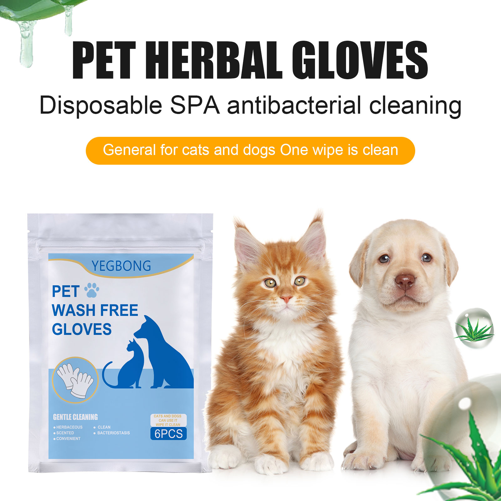Pet Grooming Wipes Gloves Non Woven Hands Free Cleaning Mitts For Cats Dogs Fur And Skin Hygiene Daily Care