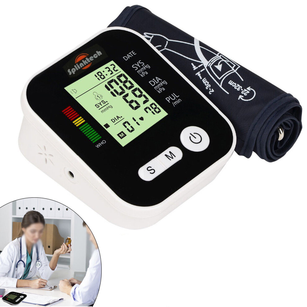 Digital Automatic Blood Pressure Monitor Upper Arm BP Machine (Black)