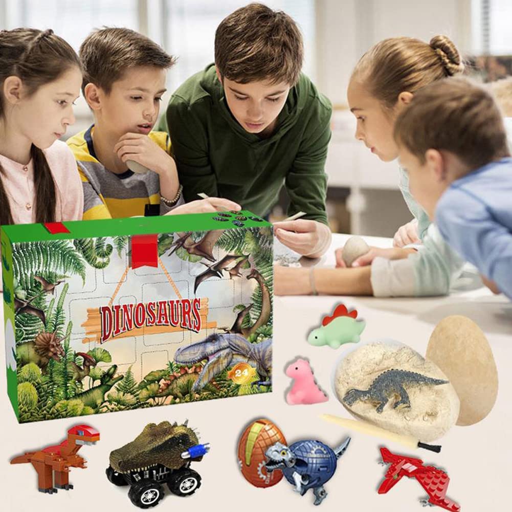 Christmas Advent Calendar 2022 Dinosaur Figures Toys 24Pcs Set Mystery Surprise Box for Countdown To Christmas Funny Early Childhood Educational Animals Toy Present and Children Xmas Gifts