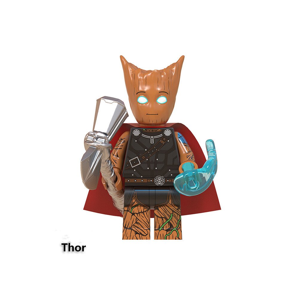 Minifigures Toy Set Marvel Superhero Series Assembled Building Blocks Kit 8PCS Pack Includes Groot Deadpool Batman Hulk Action Figures Bricks Fit Lego Ideal for Christmas Stocking Collection and Display Toy for Kids Adult