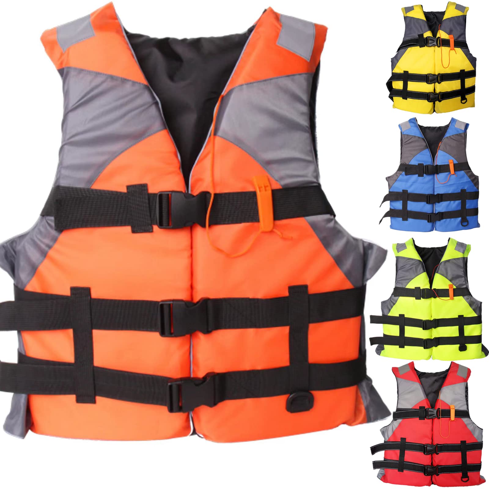 (Blue) Adult Life Jacket Vest Buoyancy Aid Unisex Adjustable Life Jacket Safety Swim Vest for Kayaking Paddle Boarding Fishing Surfing Snorkel Watersports Rafting Water Sport
