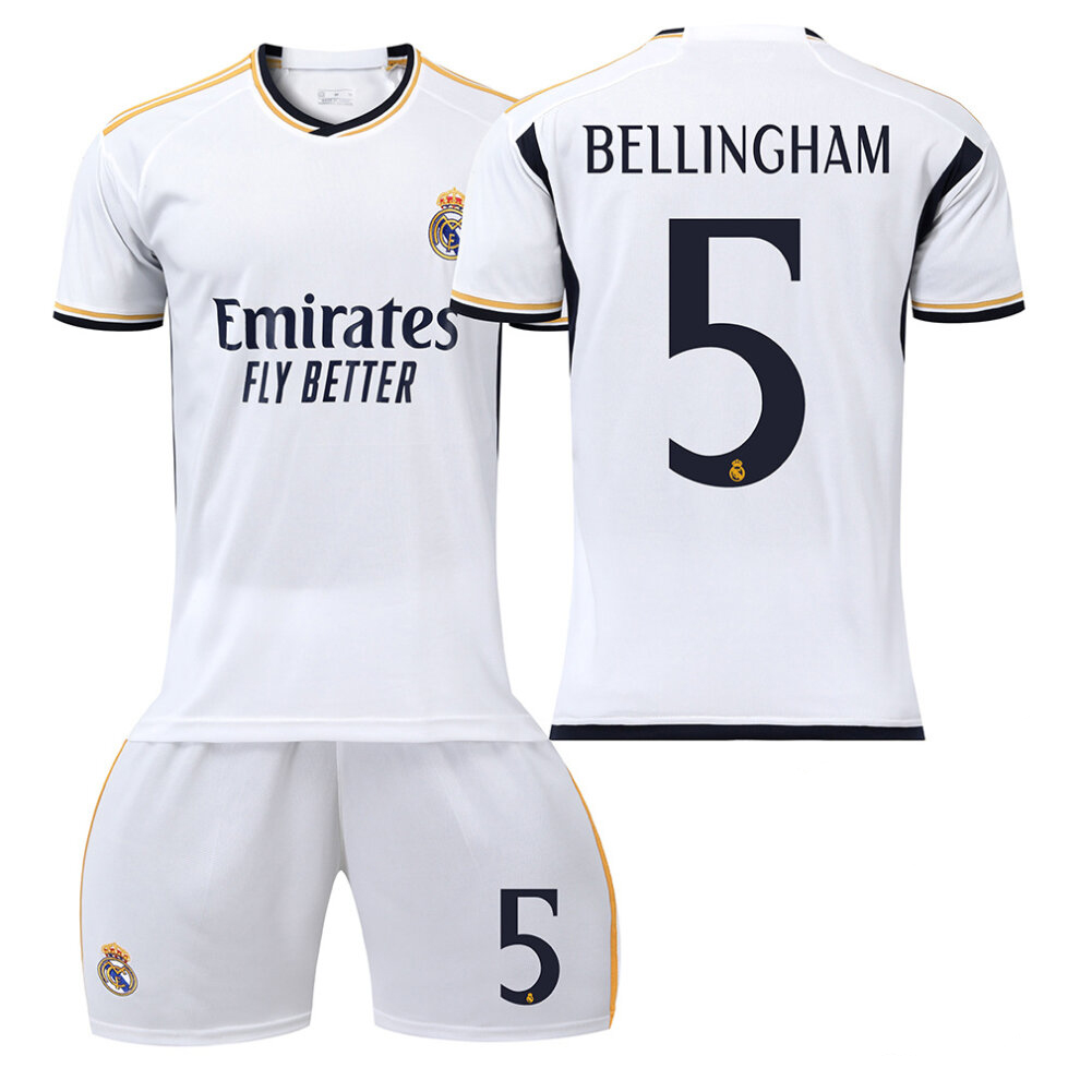 (2~3 Years) 23-24 Season Real Madrid Fan Jersey Cheering Kit Football Kits No. 5 Bellingham
