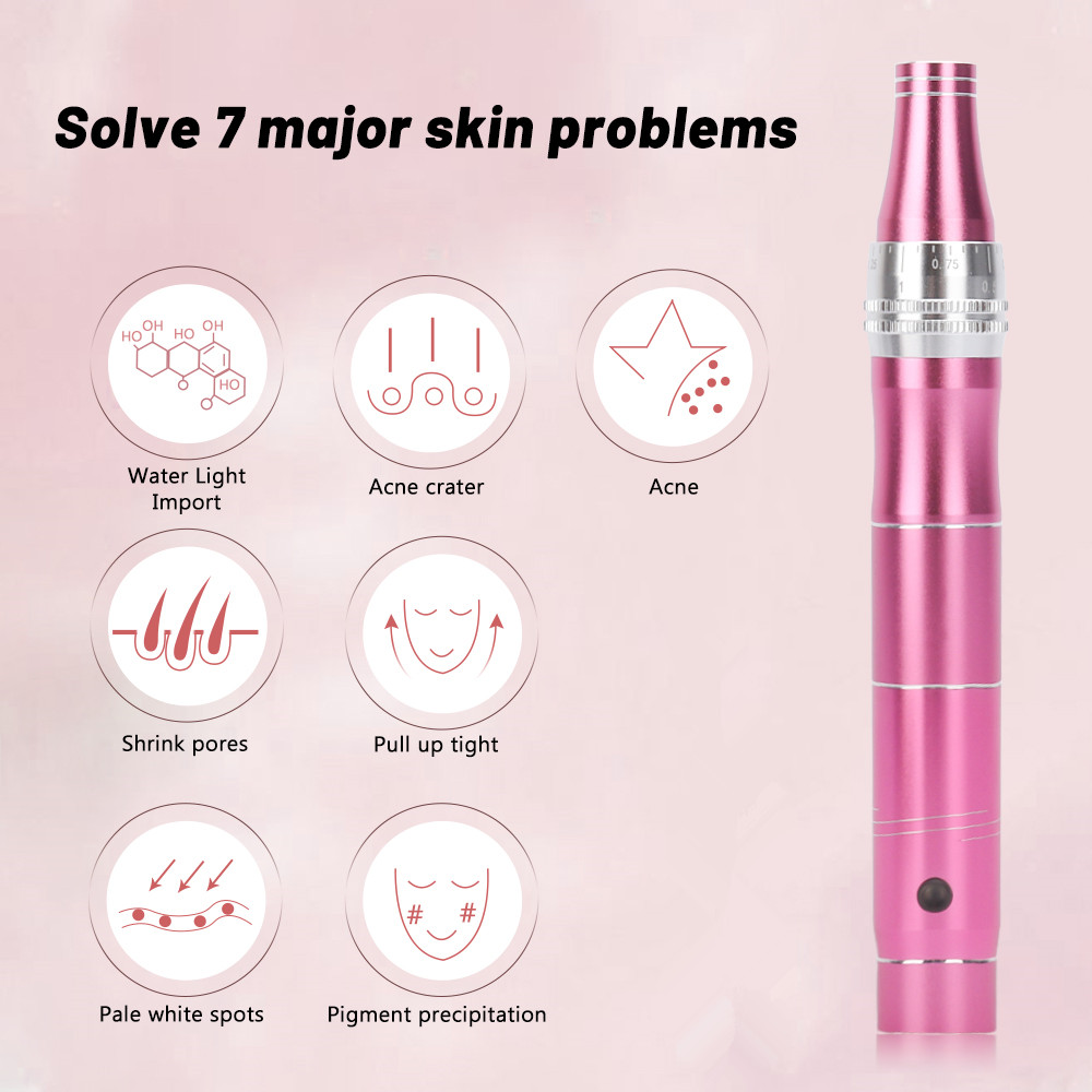 (Gold) Microneedling Pen Wireless Professional Electric Derma Pen Needles Auto Home Mts Tattoo Pen Skin Care Beauty Tool Kit Anti-Aging Mesotherapy Traetment.
