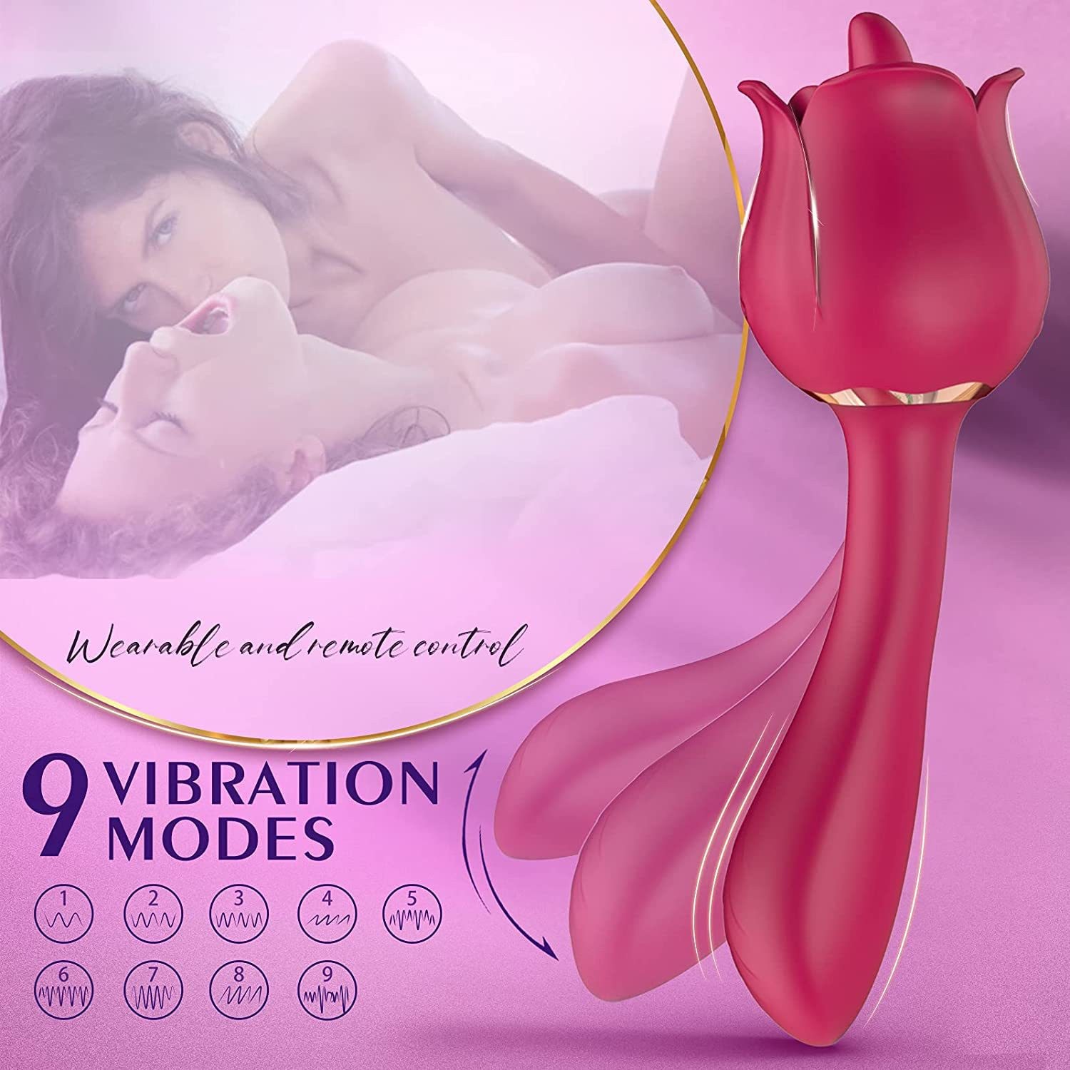 Rose Sex Toy Vibrator Clitoral Tongue Licking Toy Nipples Clitorals G Spot Stimulator for Women Adult Toys for Couples