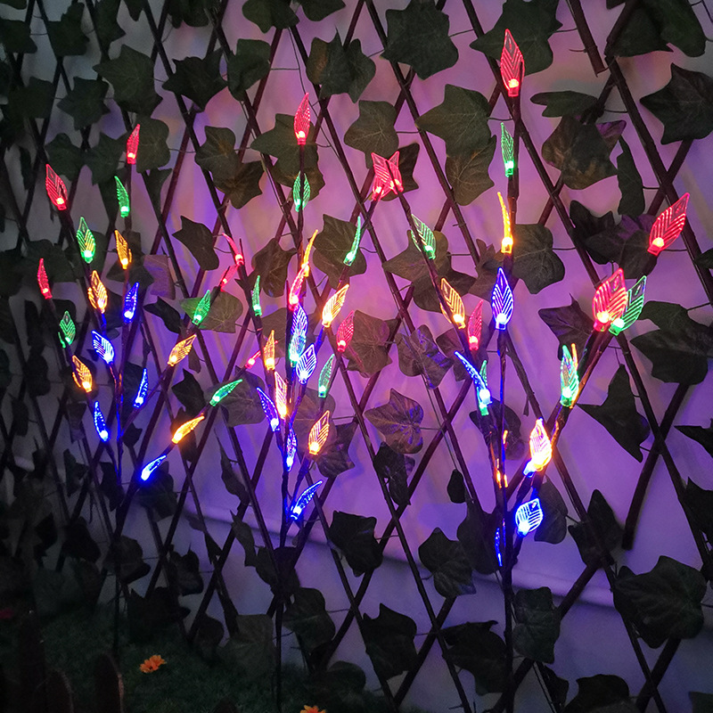 (White) Solar Powered Leaf Design LED Lights 60 LED Branch Lights Set of 3 Outdoor Garden Solar Lights