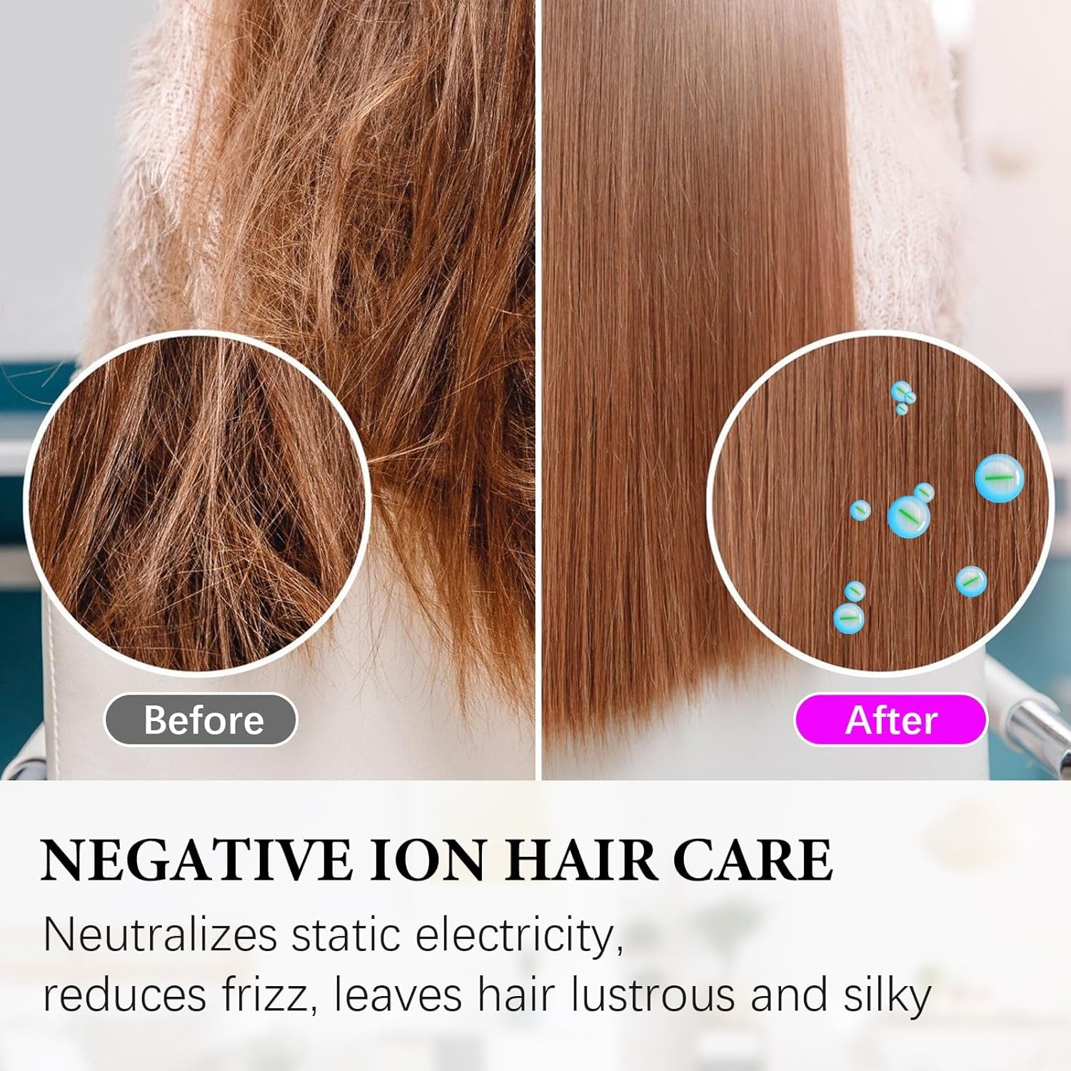 Professional Hair Dryer 2000W Powerful Quick Drying Ionic Hairdryer with 1 Diffuser 2 Nozzle Blow Dryer with 2 Speeds 3 Heating and Cool Button for Women Curly and Straight Hair