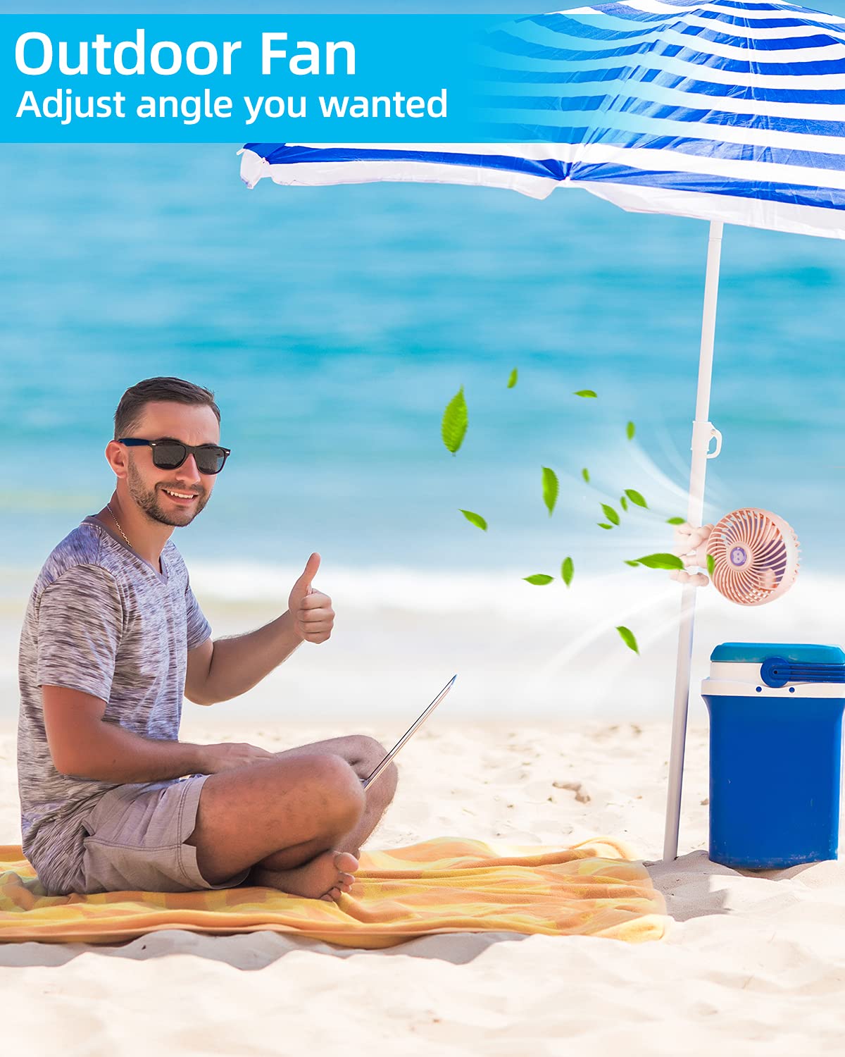 Fan Clip on Stroller Fan Rechargeable Portable Baby Buggy Fan Cooling Handheld Handheld Travel Holiday Essentials