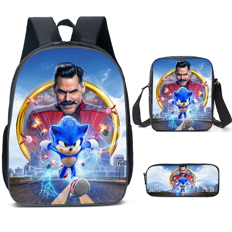 Sonic Backpack Set 3D Printed Cartoon School Bags Students and Game Fans Teens Birthday Gift