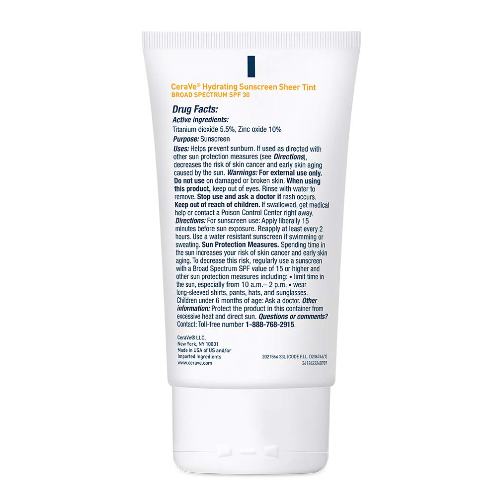 CeraVe Moisturizing Mineral Sunscreen Face Sheer Tint SPF 30