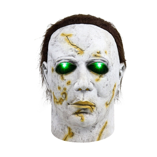 Michael Myers Mask for Adults Men Horror Full Head Latex Mask With Light and Hair Halloween Scary Cosplay Costume Creepy Party Props