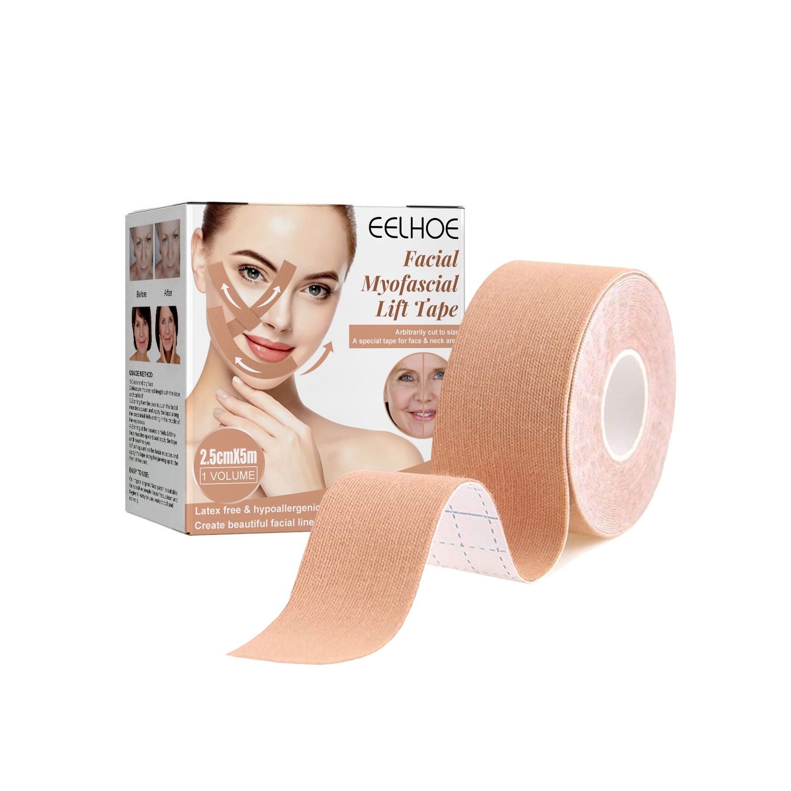 EELHOE  Facial Fixed Tape Anti Sagging Kinesiology Tape for Face Muscle Lift Up Beauty Wrinkle Face Tapes 5M