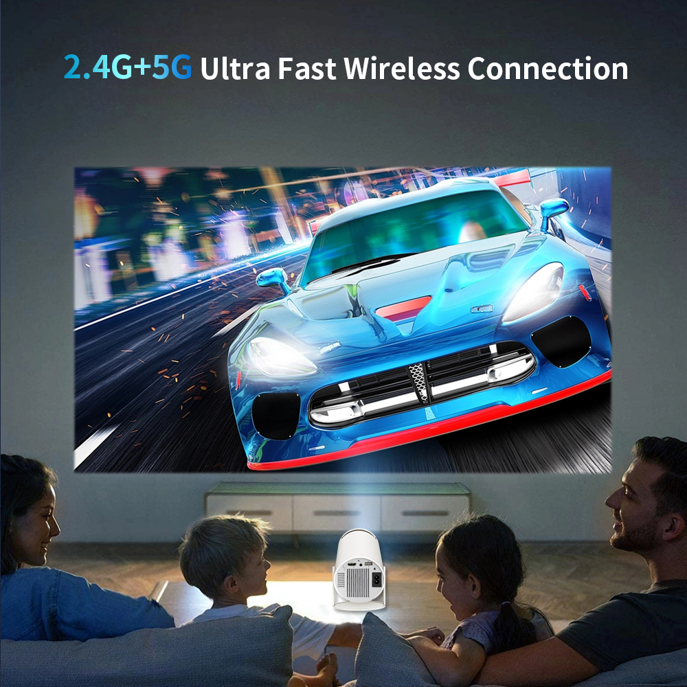 Wifi Projector Mini Gaming Projector with 2 Wireless Controllers 4K Android Bluetooth Mini Projectors Smart Portable Home Theater for Outdoor