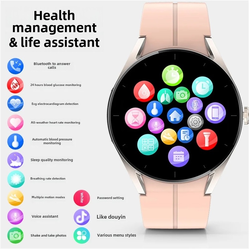 (Grey) Men Smart Watch Laser Therapy ECG Health Monitoring Bluetooth Calling AI Voice Fitness Tracker Women Smartwatch