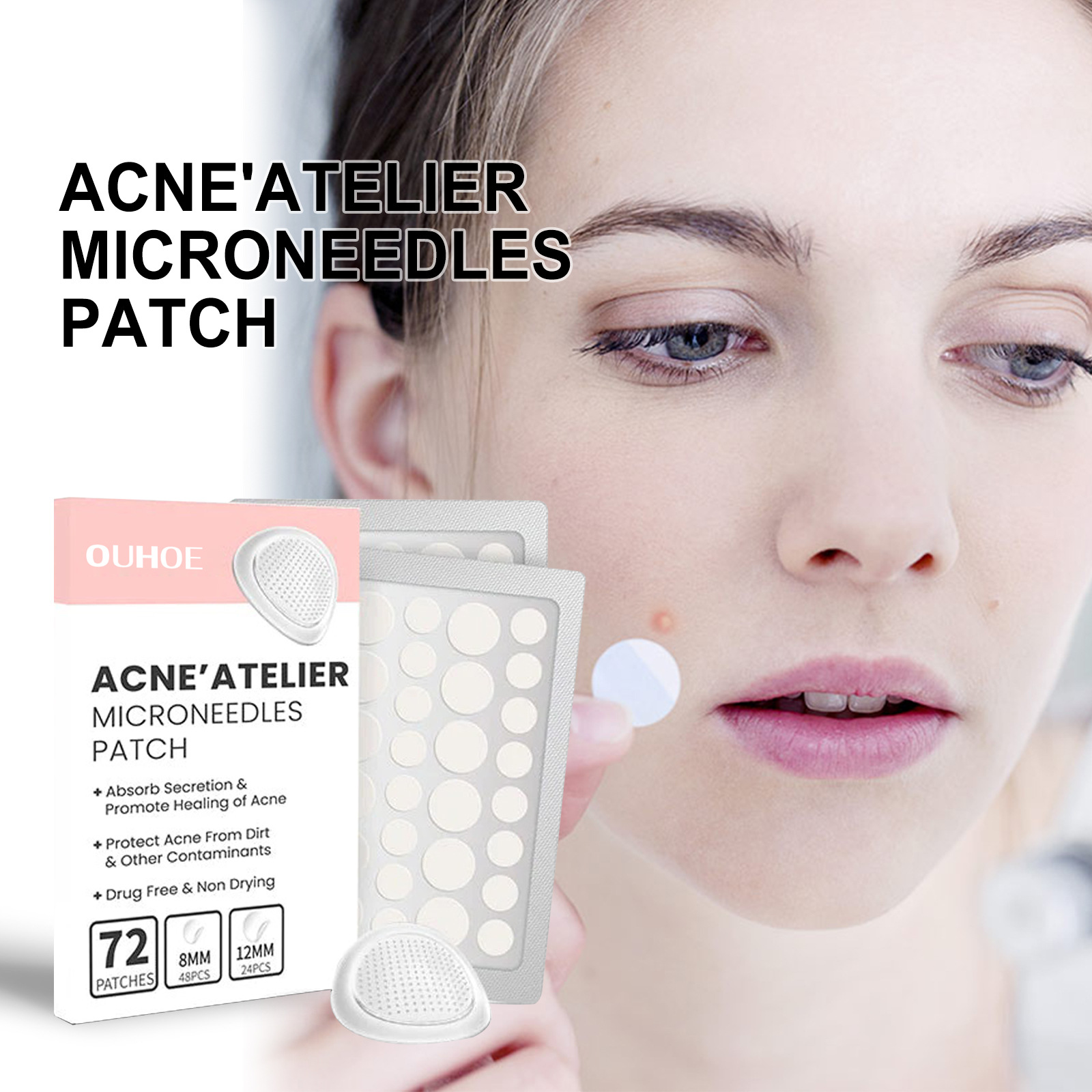 (1 PC) Face Patches For Pimples Microneedles Drying Patch Blemish Covering Repair Stickers Invisible Anti Acne Spots Marks Concealer Care Absorbing All Day