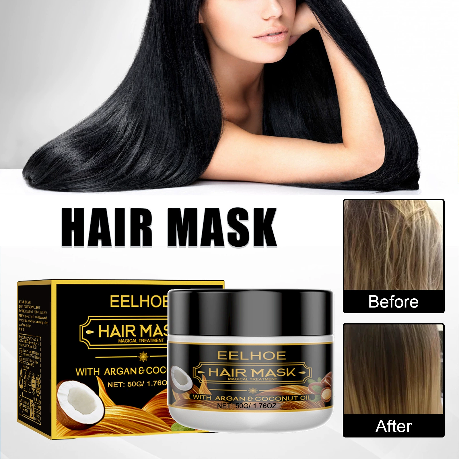 Magic Hair Mask Coconut Oil Repair Frizz Damaged Deep Nourishing Scalp Treatment Cream
