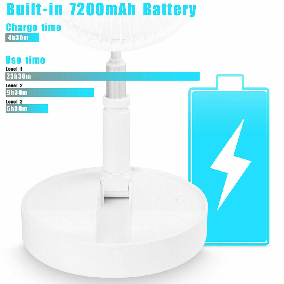 Foldaway Stand Fan Rechargeable Fan Portable Fan Desk and Table Fan UK