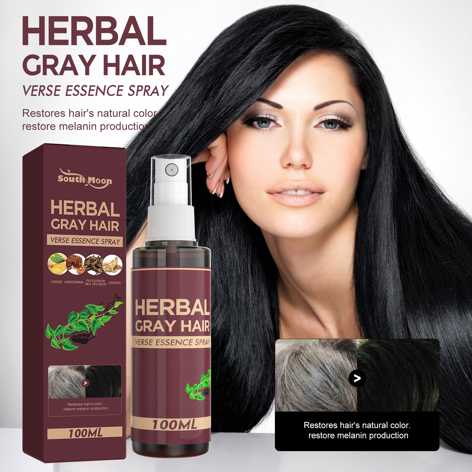 Hair Essence Spray Deeply Herbal Nourishing Gentle Moisturizing Scalp Protect Scalp Healthy Anti Gray Hair Care Spray