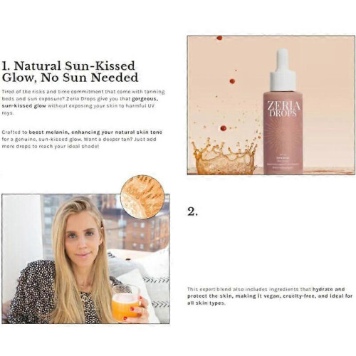 (2pcs) Zeria Sunless Tanning Drops Self Tanning Drops for Dark Fake Tan