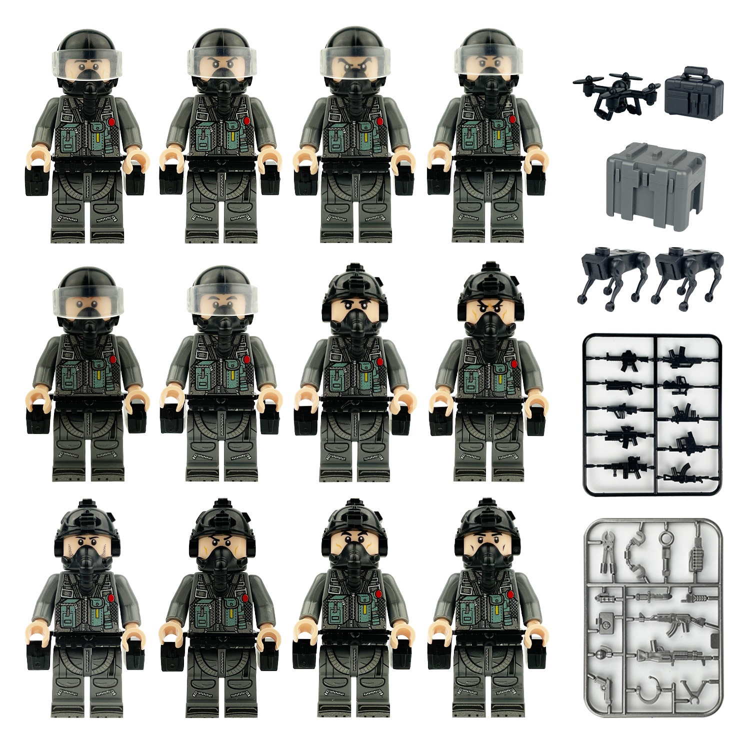 (Army C) Air Force Building Blocks Set Toys with Other Accessories Mini  Figures Army Men for Imaginative War Games Role Play Best Gifts for Kids