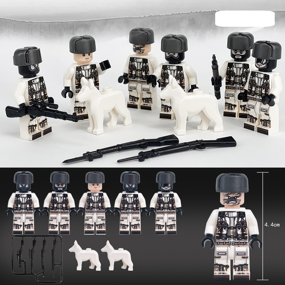 (Army B) Snow Special Forces Mini Figures Toy Set Military Soldiers Building Blocks with Accessories for Kids Strategy Play and Display Collection
