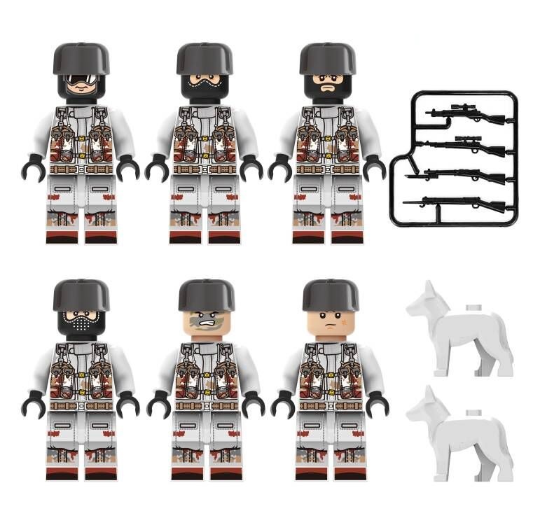 (Army B) Snow Special Forces Mini Figures Toy Set Military Soldiers Building Blocks with Accessories for Kids Strategy Play and Display Collection