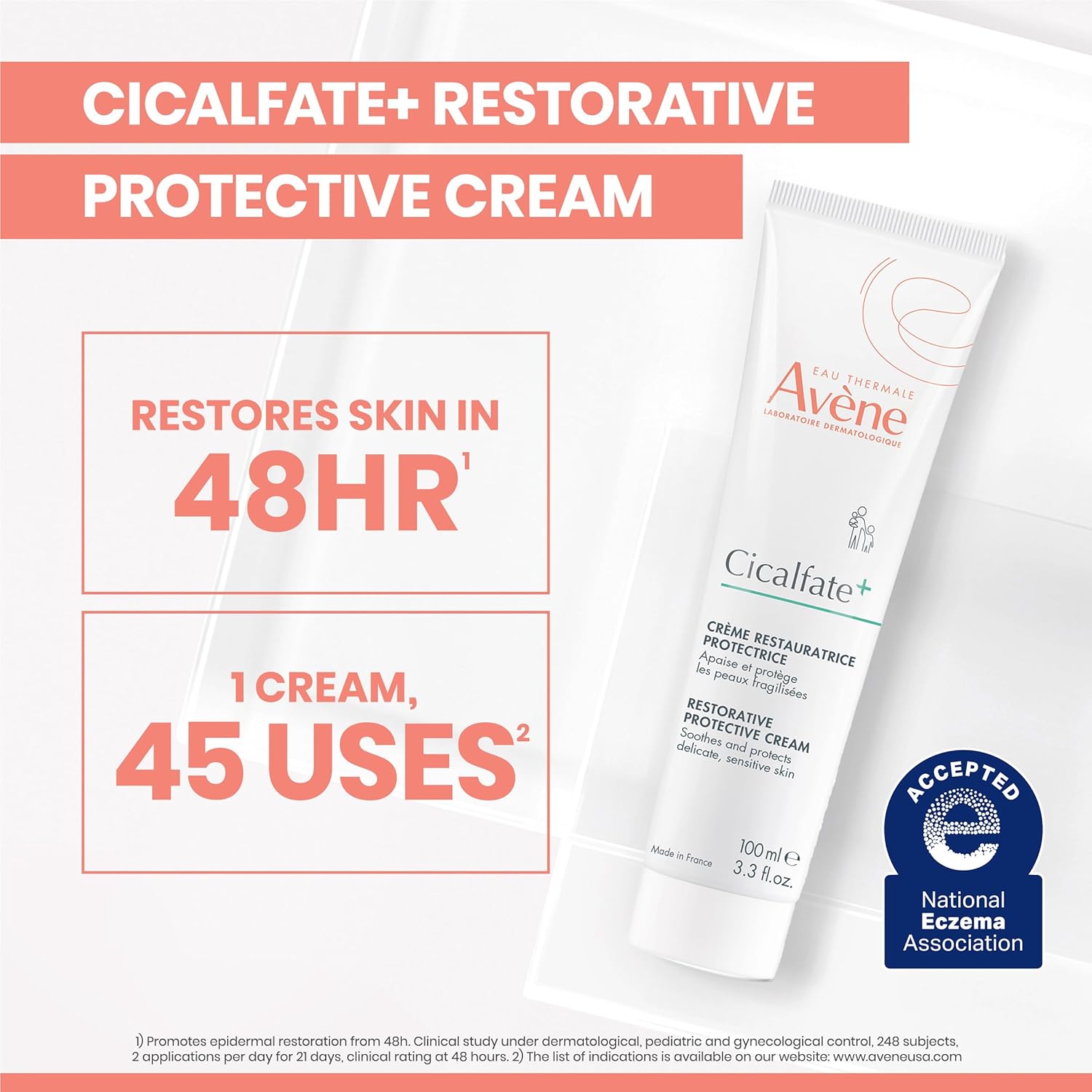 Avene Cicalfate Repairing Protective Cream 100ml Hydrating Moisturiser Nourishing Sensitive Skin Care