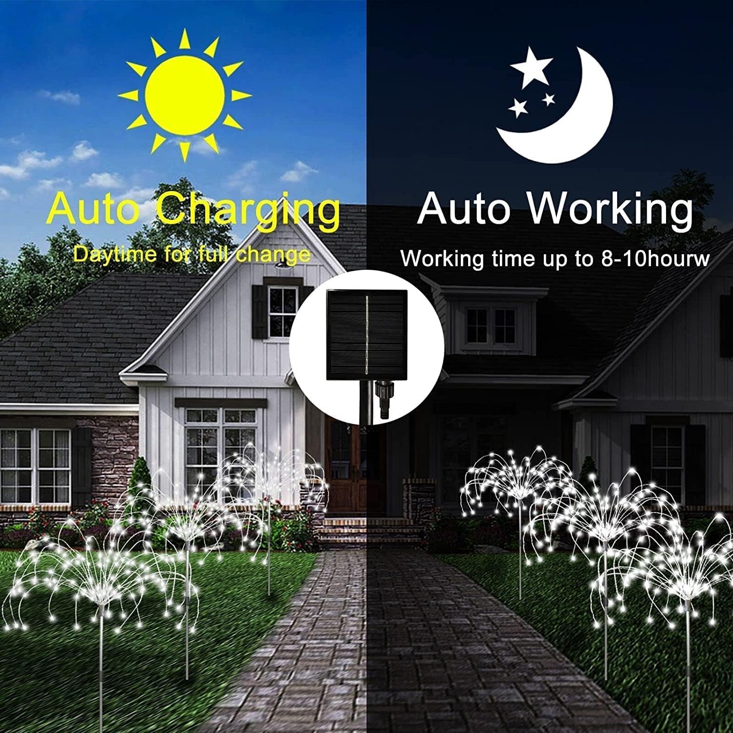 (Multicolor) Solar Garden Lights Outdoor 4 Pcs Solar Fireworks Lights Garden Ornaments with Remote Control 8 Modes 420 LEDs Waterproof Outdoor Light Decorations for Lawn 