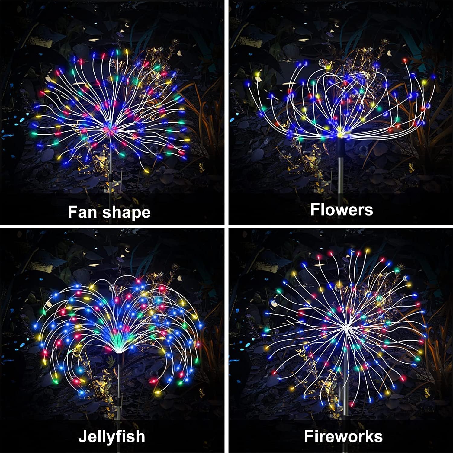 (Multicolor) Solar Garden Lights Outdoor 4 Pcs Solar Fireworks Lights Garden Ornaments with Remote Control 8 Modes 420 LEDs Waterproof Outdoor Light Decorations for Lawn 