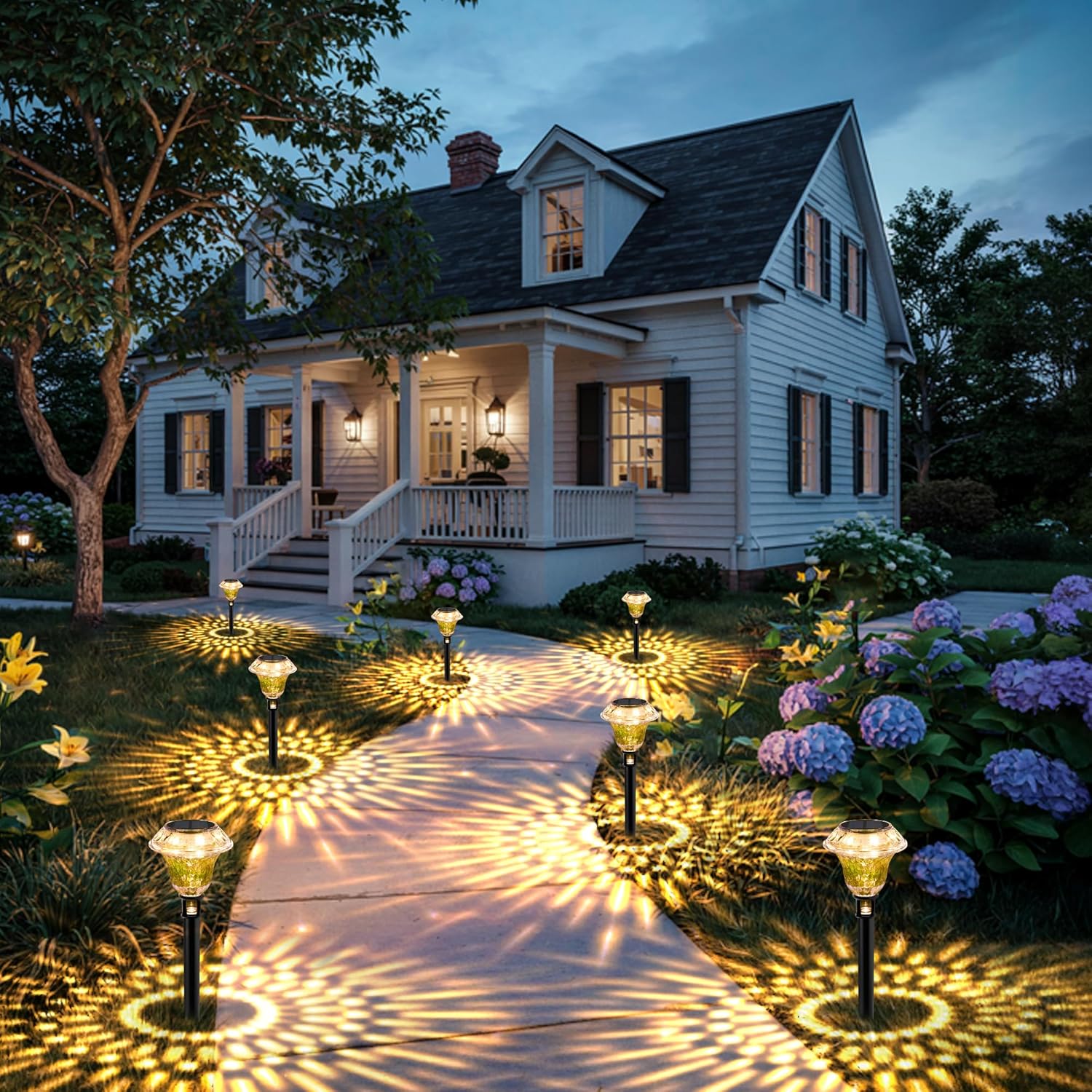 (Cool White) Solar Lights Outdoor Garden Waterproof Solar Outdoor Lights Garden Decorative Lighting for Walkway Driveway Yard Landscape Lawn