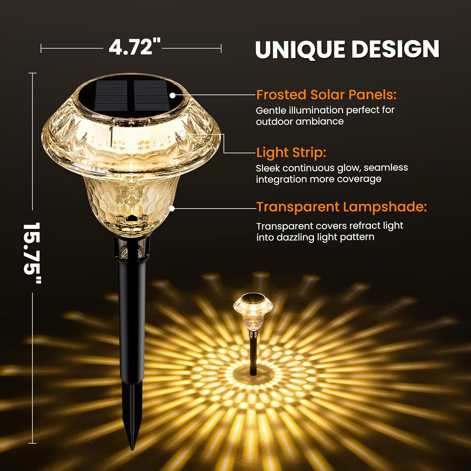 (Cool White) Solar Lights Outdoor Garden Waterproof Solar Outdoor Lights Garden Decorative Lighting for Walkway Driveway Yard Landscape Lawn