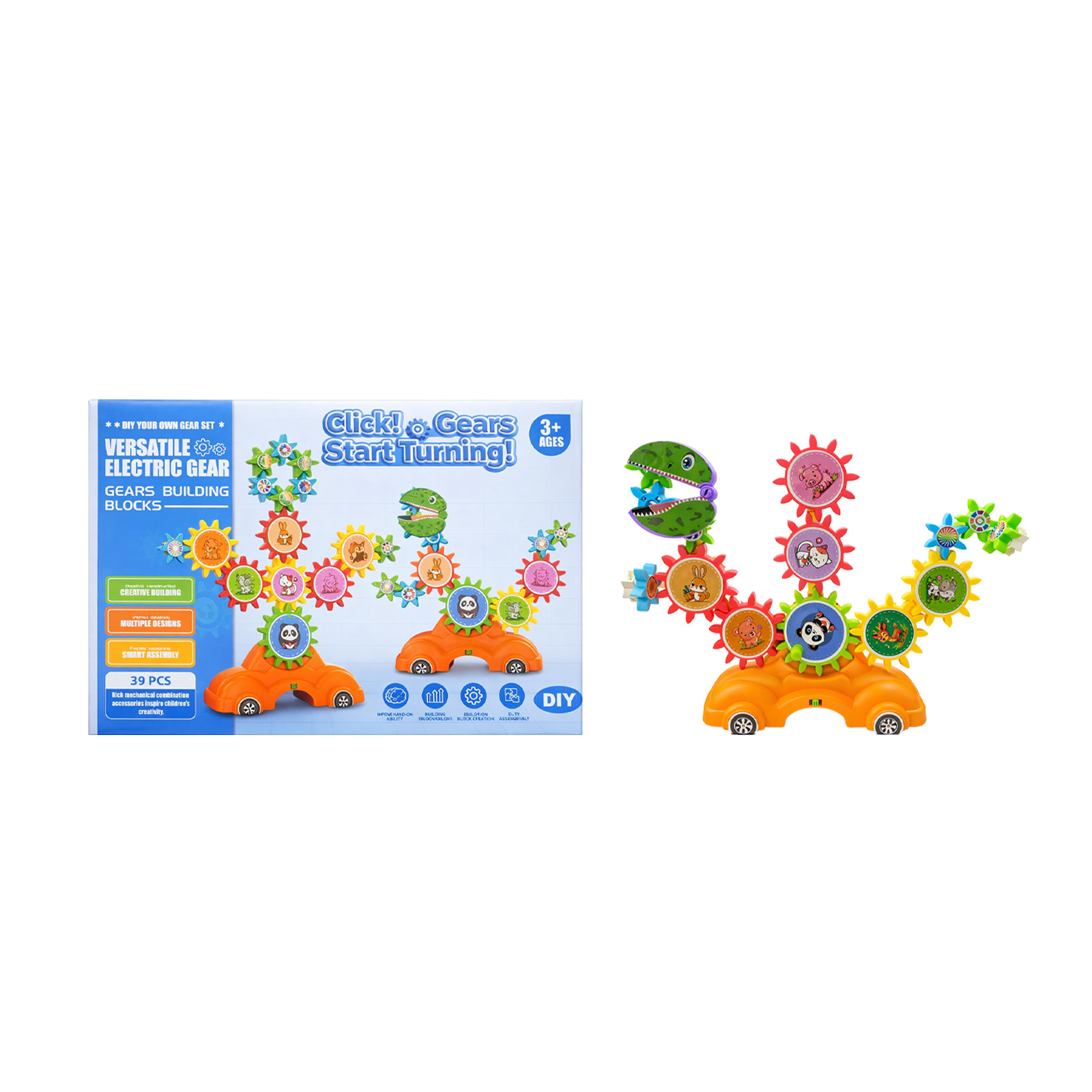 Electric DIY Building Blocks Gear System Children's Educational Assembly Toy for Boys And Girls Aged 3-6 Ideal Holiday Gif