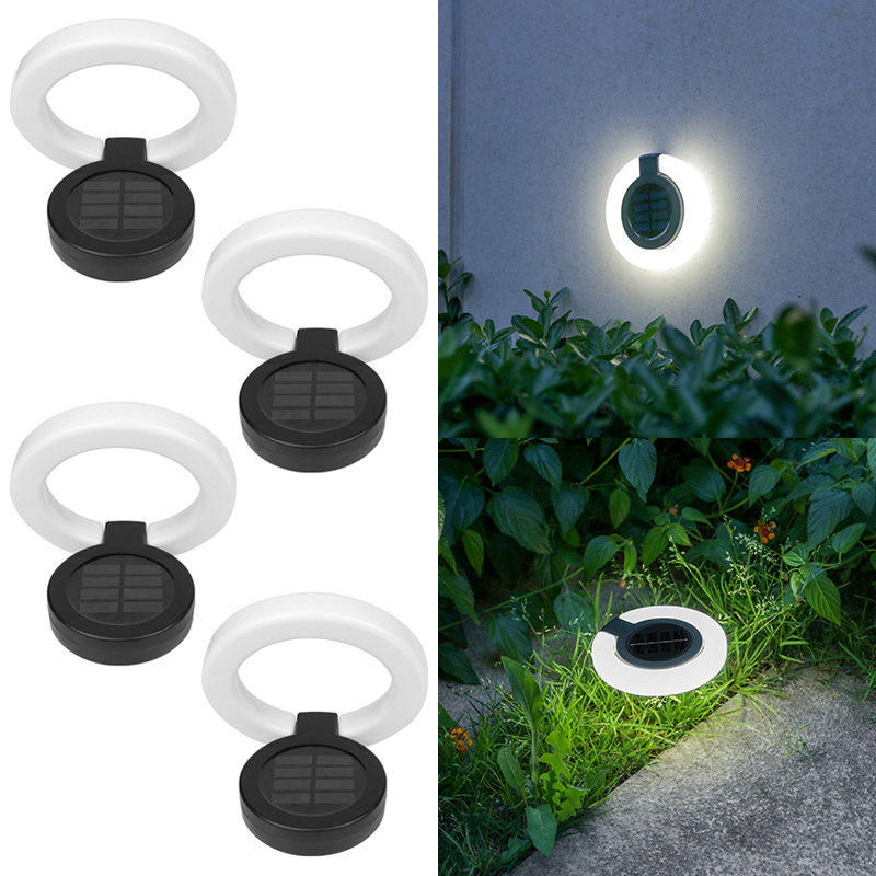 (Warm light 4pcs) Solar Outdoor Lights LED Waterproof Atmosphere Light Warm white lamp for Garden Fence Buried Lawn Porch Walkway Decor