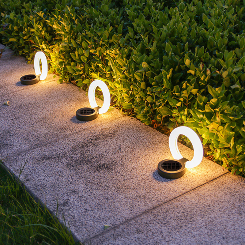 (Warm light 4pcs) Solar Outdoor Lights LED Waterproof Atmosphere Light Warm white lamp for Garden Fence Buried Lawn Porch Walkway Decor