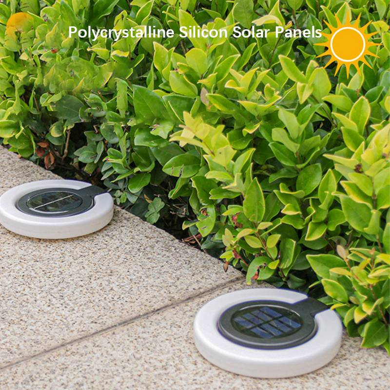 (Warm light 4pcs) Solar Outdoor Lights LED Waterproof Atmosphere Light Warm white lamp for Garden Fence Buried Lawn Porch Walkway Decor