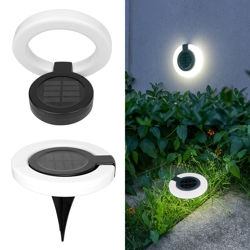 (Warm light 4pcs) Solar Outdoor Lights LED Waterproof Atmosphere Light Warm white lamp for Garden Fence Buried Lawn Porch Walkway Decor