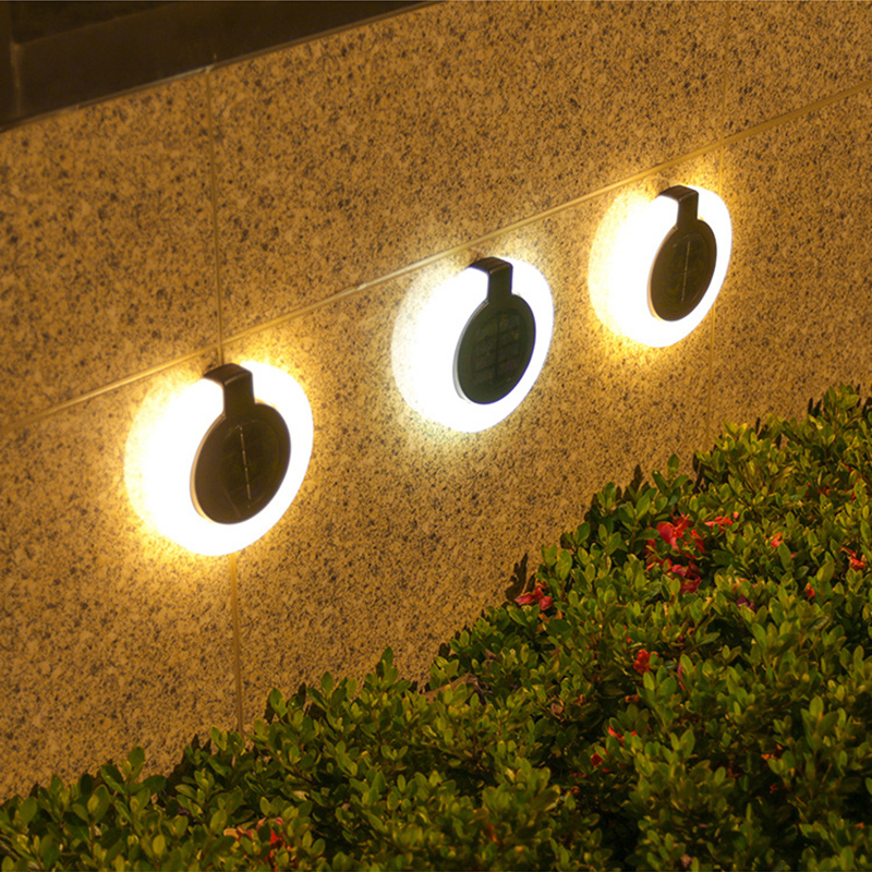 (Warm light 4pcs) Solar Outdoor Lights LED Waterproof Atmosphere Light Warm white lamp for Garden Fence Buried Lawn Porch Walkway Decor