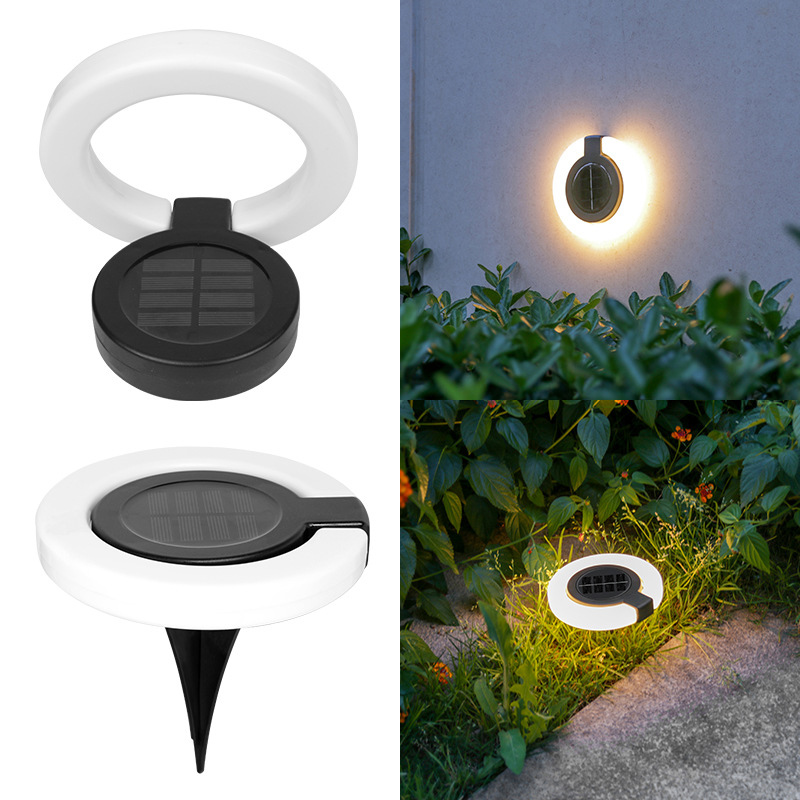 (Warm light 4pcs) Solar Outdoor Lights LED Waterproof Atmosphere Light Warm white lamp for Garden Fence Buried Lawn Porch Walkway Decor
